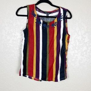 Ellen Tracy linen vertical striped open back top